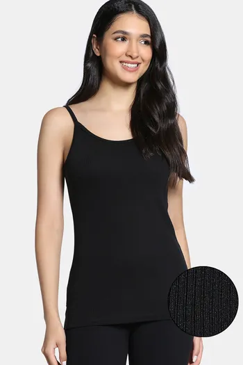 Buy Zivame Knit Poly Thermal Spaghetti Top - Black Beauty